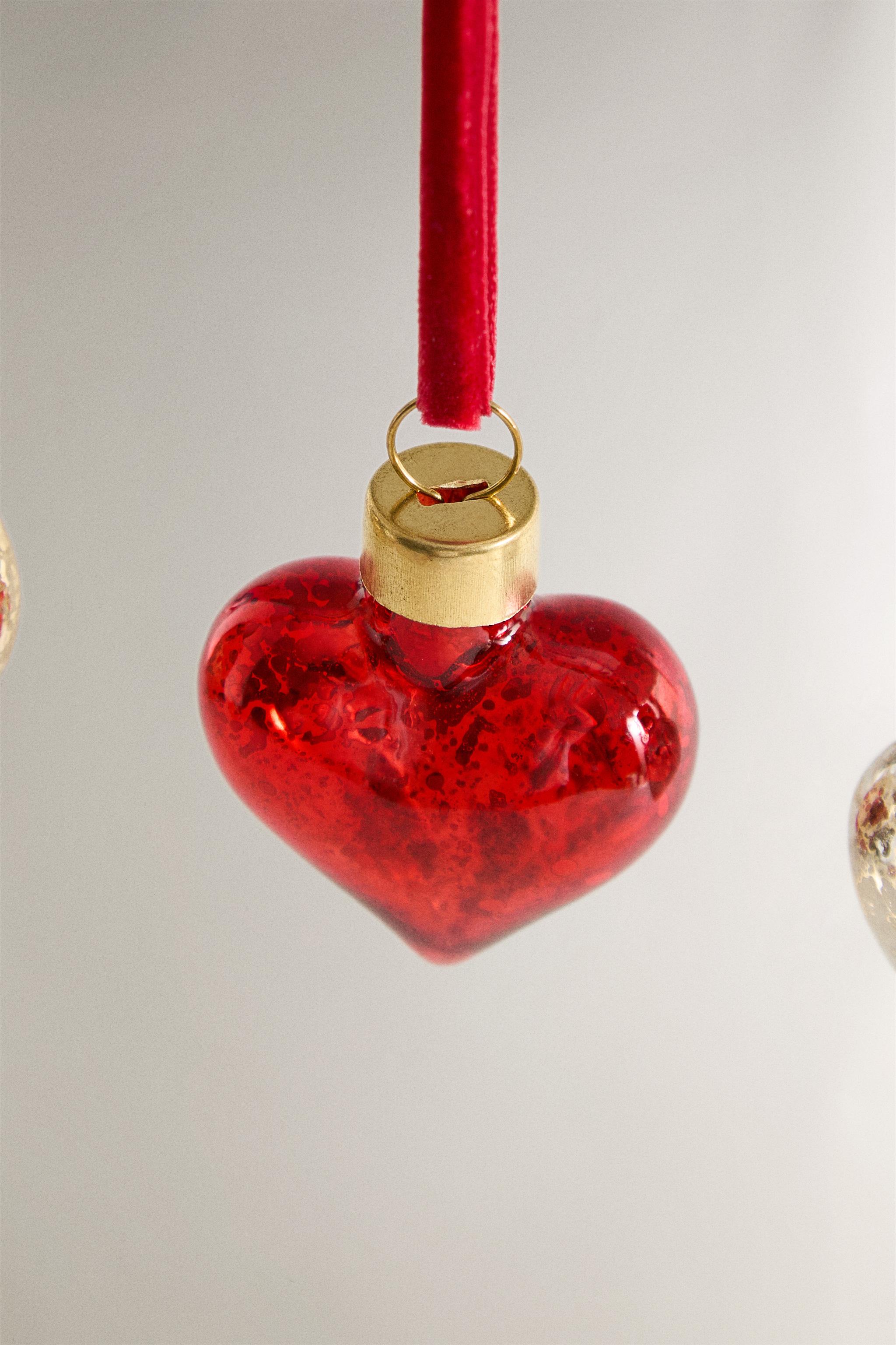 SET OF MINI HEART CHRISTMAS TREE ORNAMENTS (SET OF 3)